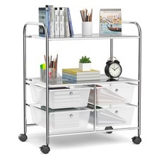 4Drawer Rolling Storage Cart shelf Scrapbook Paper Office School Organizer Clear