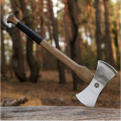 Hache de combat à double lame fonctionnelle, hache double face viking, hache double mèche forgée à la main, hache personnalisée prête au combat avec enveloppe en cuir