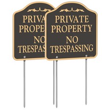 Large Private Property No Trespassing Signs with 36" Alloy Long Stake, 12x12" Vi