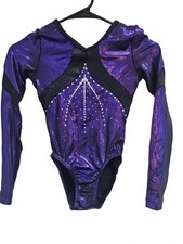 GK ELITE Gymnastique Compétition Bling Strass Métallisé Violet Noir AXS