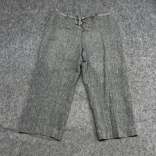 Chicos Linen Pants Womens 3 XL Gray Drawstring Elastic Waist Wide Leg Pockets