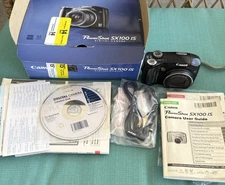 Canon PowerShot SX100 IS 8.0MP Digital Camera Black w/ Original Box TESTED