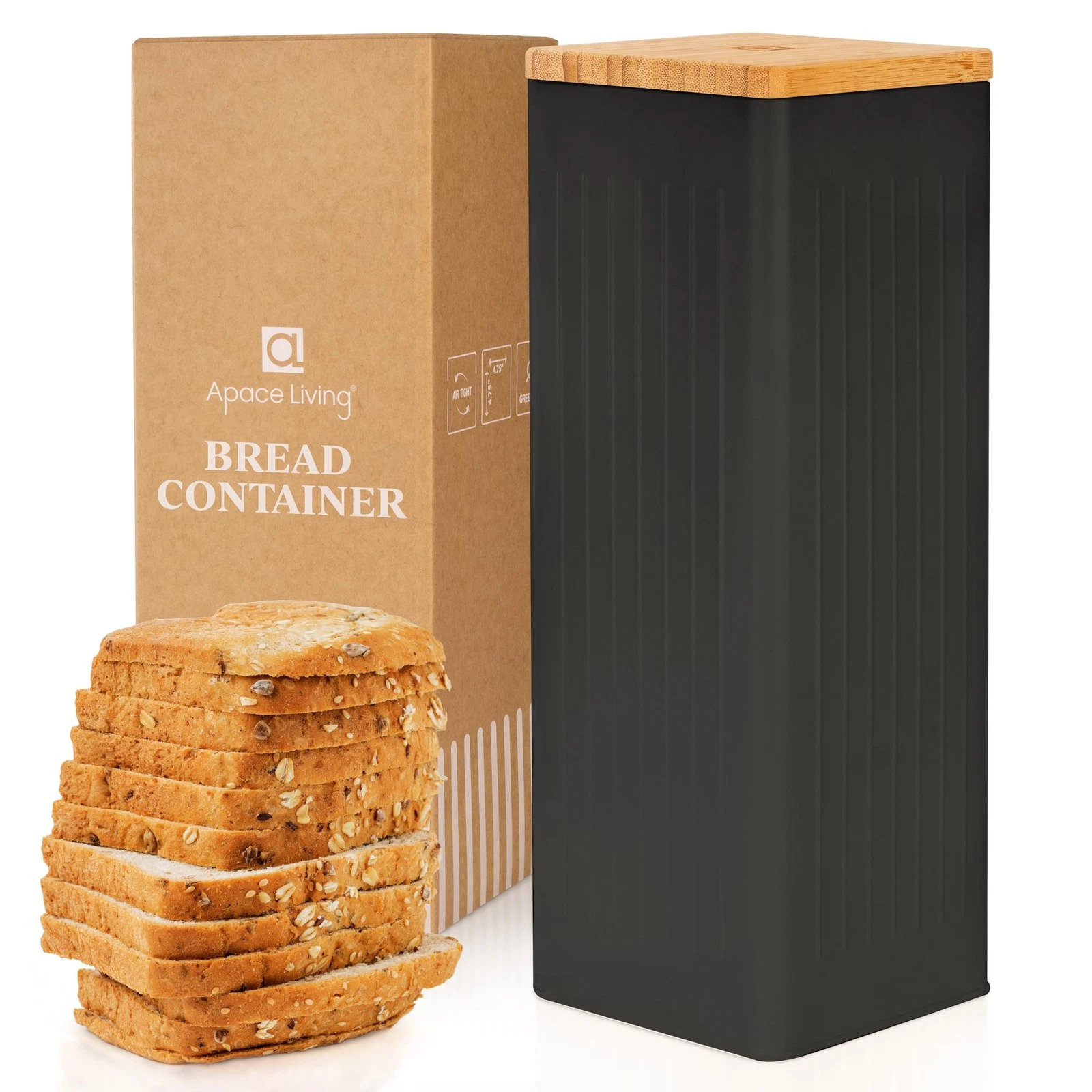 FRESHSLICE Bread Container 2.0 | Bread Keeper with Airtight Lid | Metal Bread...