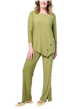 Antthony Women's 2pk Asymmetrical Top & Pant Set Tuscany Green