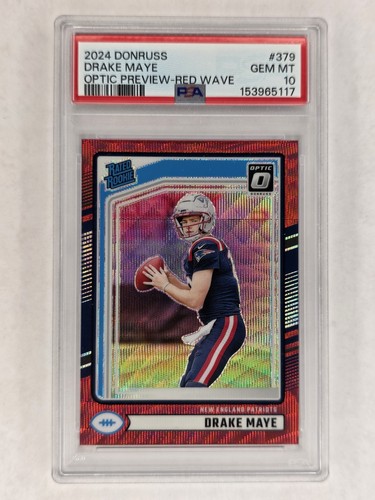 Drake Maye 2024 Panini Donruss Optic Preview #379 Red Wave Rookie RC PSA 10