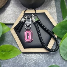 5 Stainless Steel Tassel Initial Q Charm Wristlet Keychain New Free Ship D1674