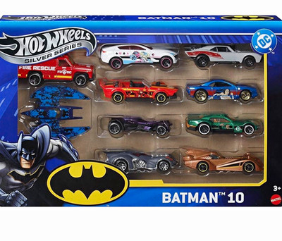 Hot Wheels Silver Series Batman 10-Car Diecast Set 1:64 DC Universe w/ Stand