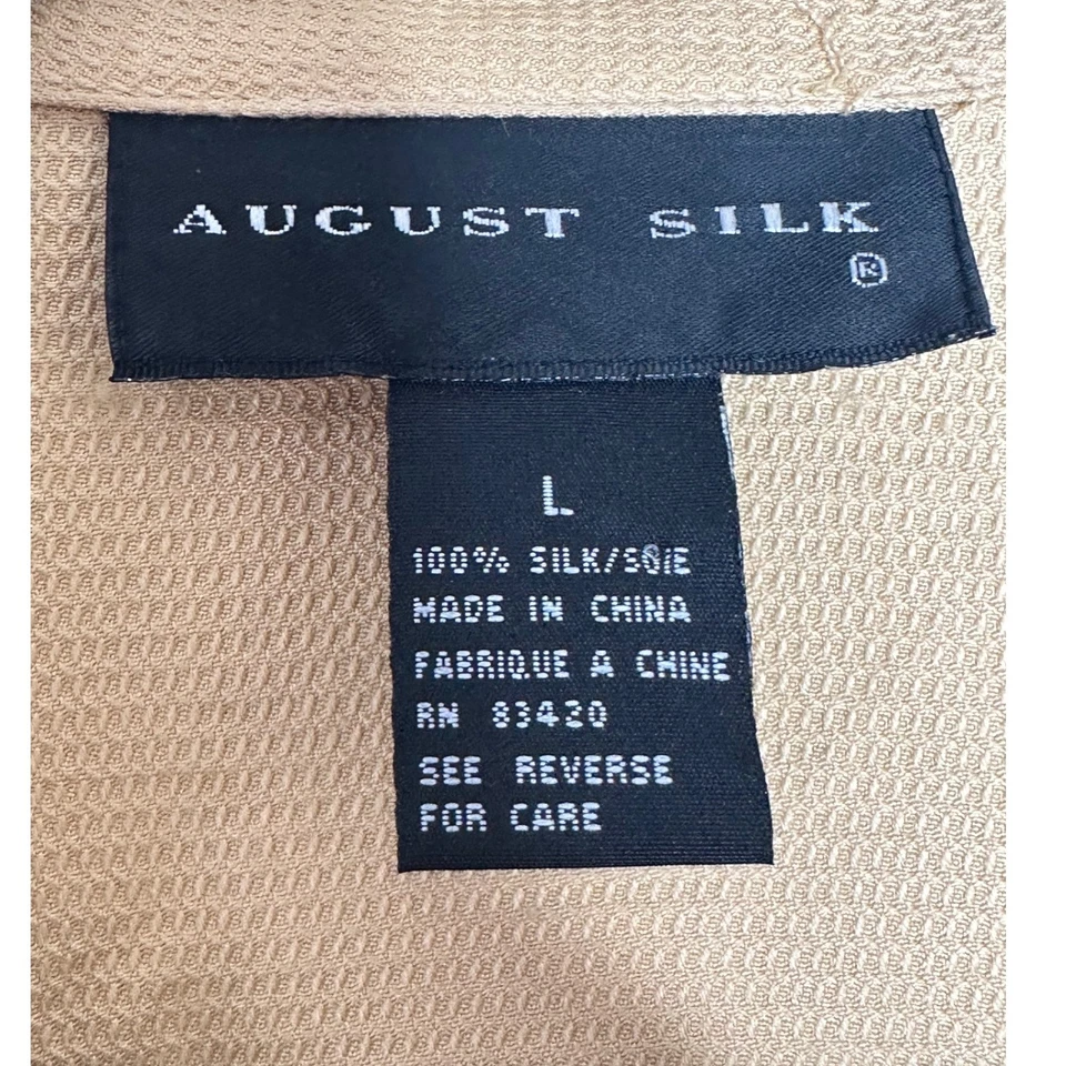 Август шелк текстурированный пуговицах блузка верхний женщин L длинным рукавом 100% шелк - Изображение 3 из 4