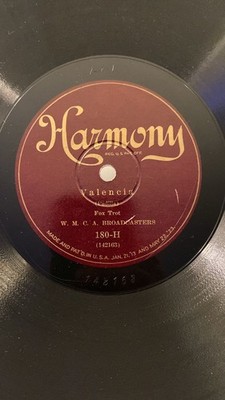 Rare 78rpm record, E-, W.M.C.A. BROADCASTERS : Valencia , Harmony 180-H