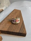 Vintage Sterling Silver Gold Overlay Cigar Floral Ring