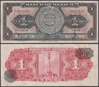 El Banco De Mexico 1 Peso 1954 VF P 56