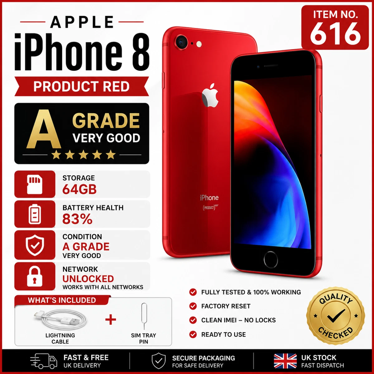 iPhone 8 Red for sale | eBay UK