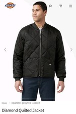 Dickies Mens Diamond Quilted Jacket Full Zip Coat 3XL Comfort Cool Winter Work