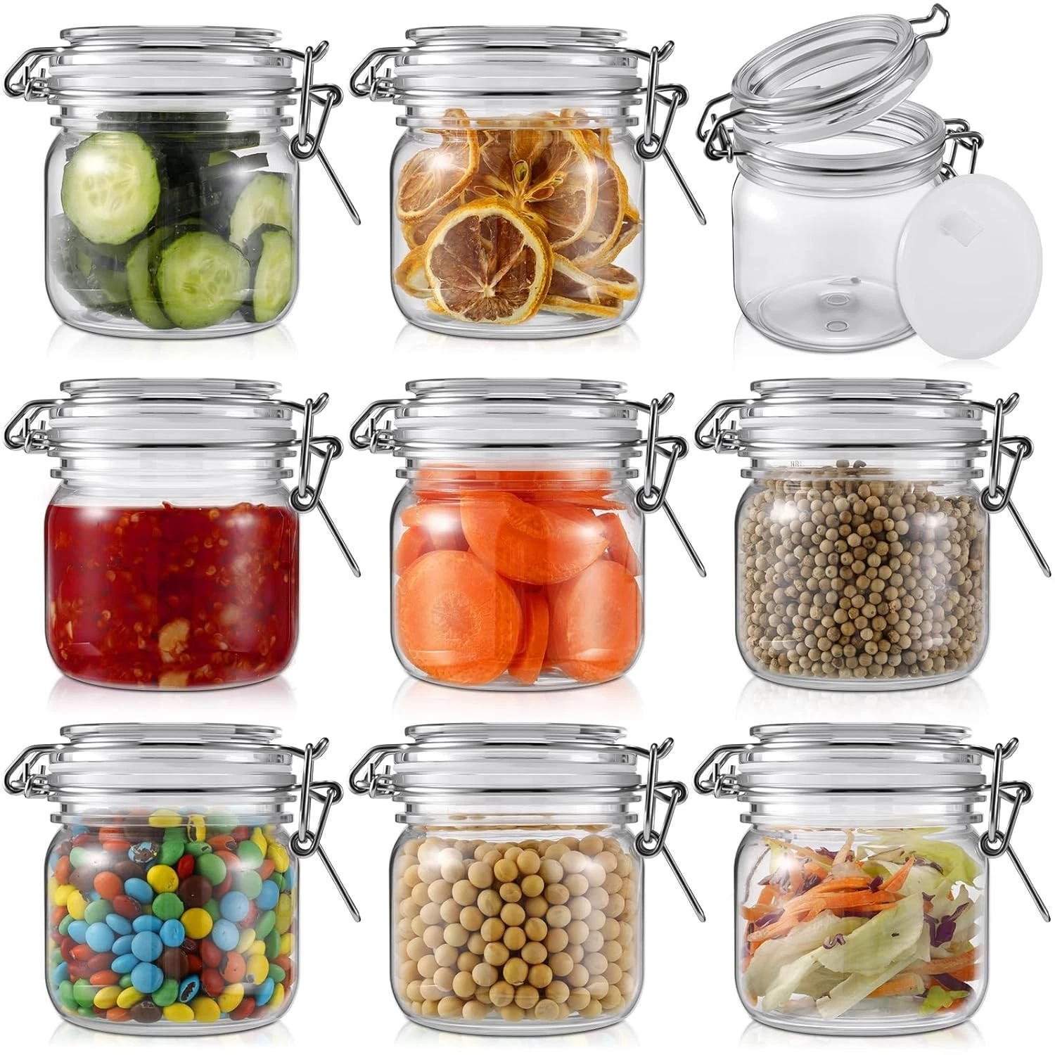 8 Pcs 10 Oz 300ml Airtight Hinged Plastic Food Storage Jars Meal Prep Bulk
Opens in a new window or 