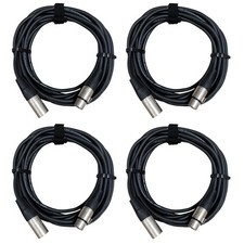 4 Pack Great Quality 20ft XLR Microphone Cables Studio, Live Sound, Mixer, DJ