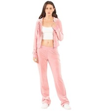 JUICY COUTURE Velour Bling Rose Pink Sweatsuit Womens Size XL Tracksuit NWT