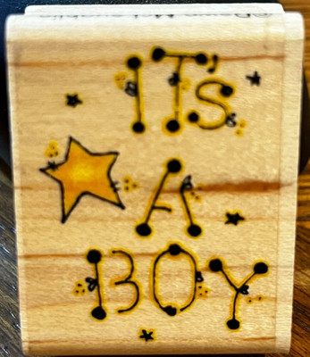 Inkadinkado Dawn McLaughlin 6755K It s A Boy Wood Mounted Rubber Stamp RS20