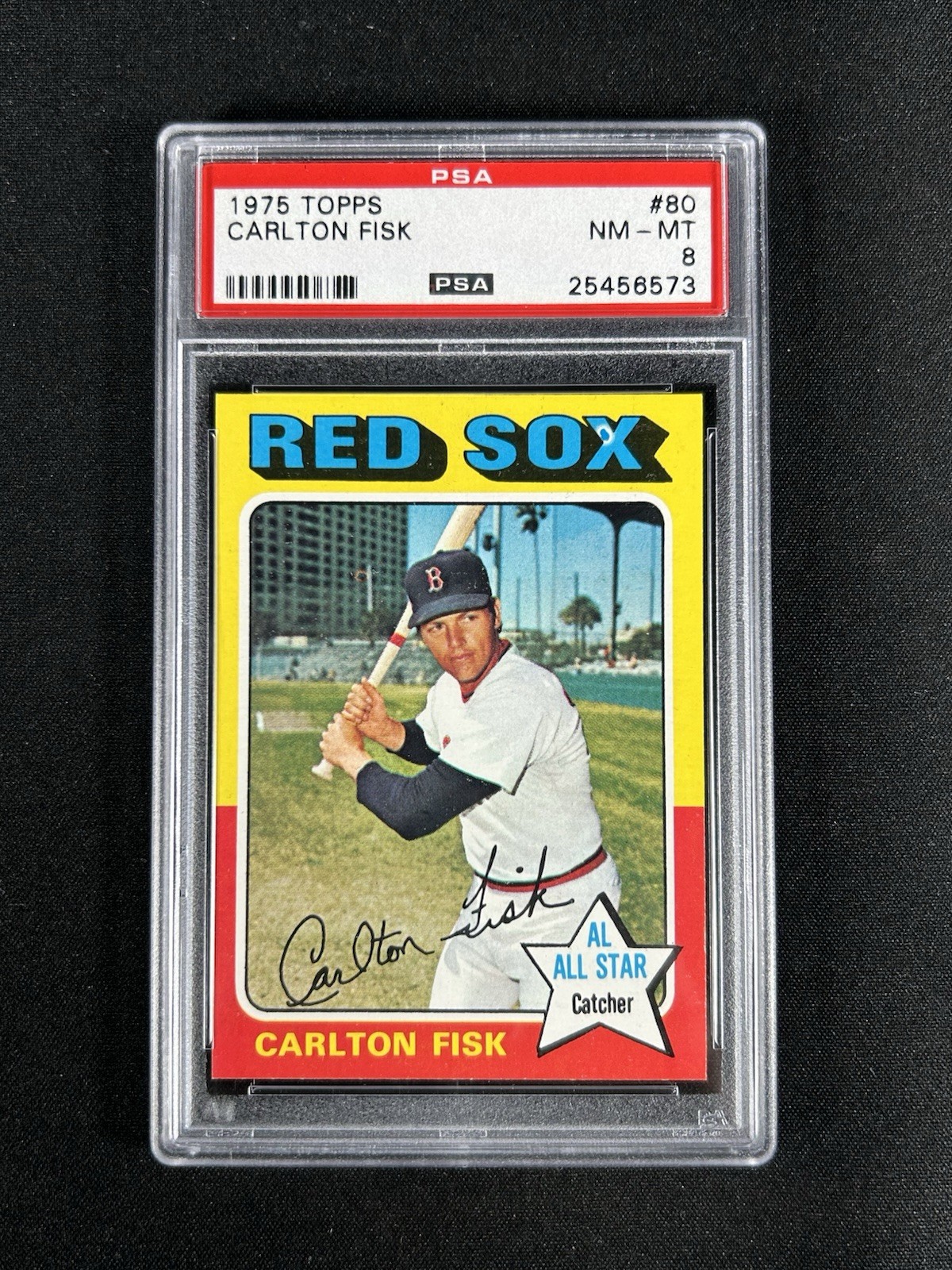 1975 TOPPS #80 CARLTON FISK PSA 8