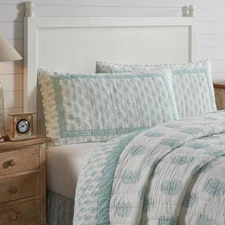 Farmhouse King Sham Sea Glass Distressed Avani Bedroom Decor 21x37 VHC Brands