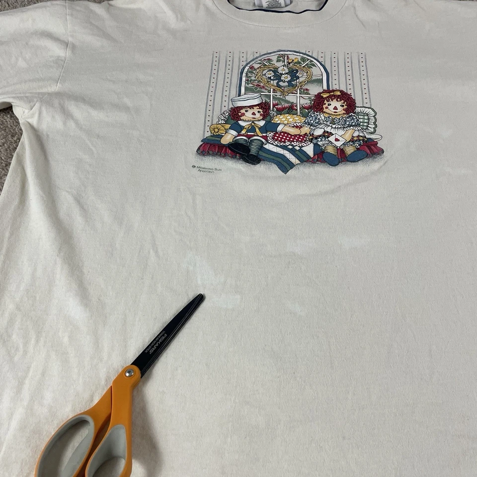 Vintage 90s Shirt Size 2X Raggedy Ann Doll Comfy Graphic USA Patriotic Flag 309 - Image 3 of 4