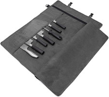 Chef  S Knife Roll Bag,Waxed Canvas Knife Cultery Carrier, Portable Chef Knife Ca
