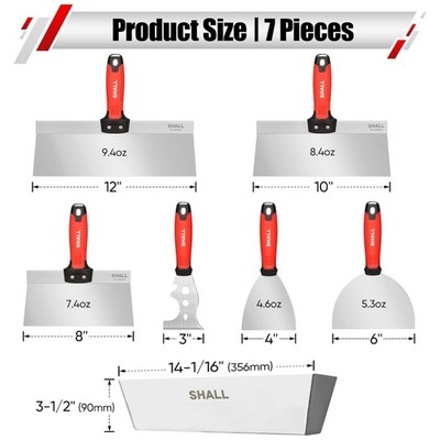 7-Pc Stainless Steel Drywall Tool Kit with Mud Pan