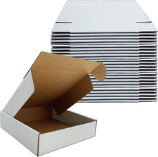 8X8X2 Inches Shipping Boxes Set of 25 White Corrugated Cardboard Mailers