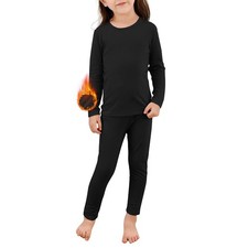 Thermal Kids Black Underwear Ski Long John Set Base Layer 2X-LARGE 120 /5T-6T