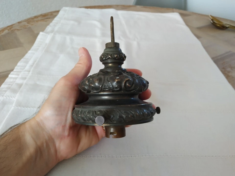 ANCIENNE GRIFFE DE LUSTRE LAMPE BRONZE POUR TULIPE OU GLOBE 1900 GRAND MODÈLE - Photo 2/4