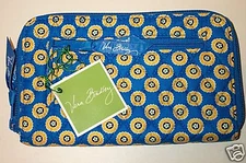 Vera Bradley Riviera Blue Zip Around Wallet Rare Retired Never Used