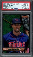 Aaron Hicks Signed 2011 Bowman’s Best Prospects Card RC- PSA Authentic card with