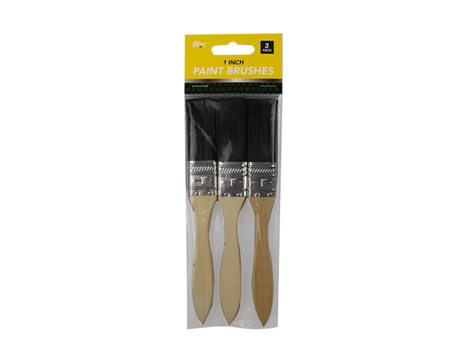 3PK 1" Paint Brush Set Home DIY All Paints Synthetic Straight Smooth Bristles