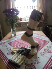 Trachtenstrümpfe Loferl Wadenstrümpfe Handarbeit gestrickt Stutzen  Natur, 44/45