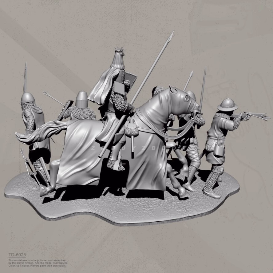 Figurine Résine Crusader Battle 38 Mm – Kit Non Assemblé, Non Peint, Impression 3D