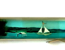 The Ozarks Floaty Pen Moving Sailboat on Lake Mountains Vintage Floating