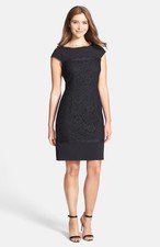 Adrianna Papell Scalloped Lace Sheath Dress ( Size 10P)