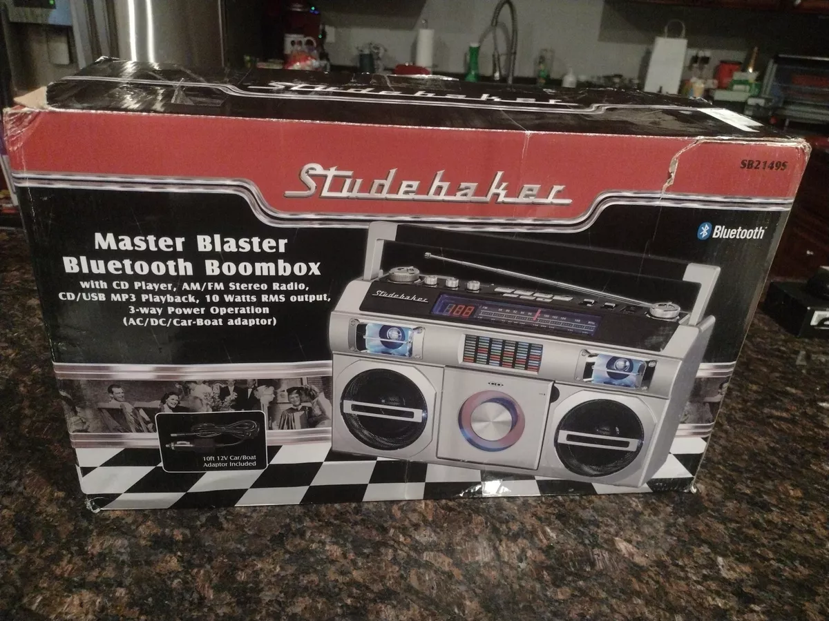 Studebaker Bluetooth Boombox with FM Radio, CD Player, 10 watts