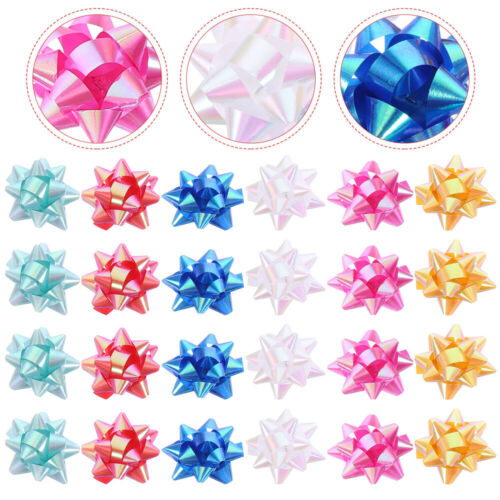 70pcs 2" Star Lace Ribbon Gift Bows, Mixed Color - Afbeelding 1 van 12