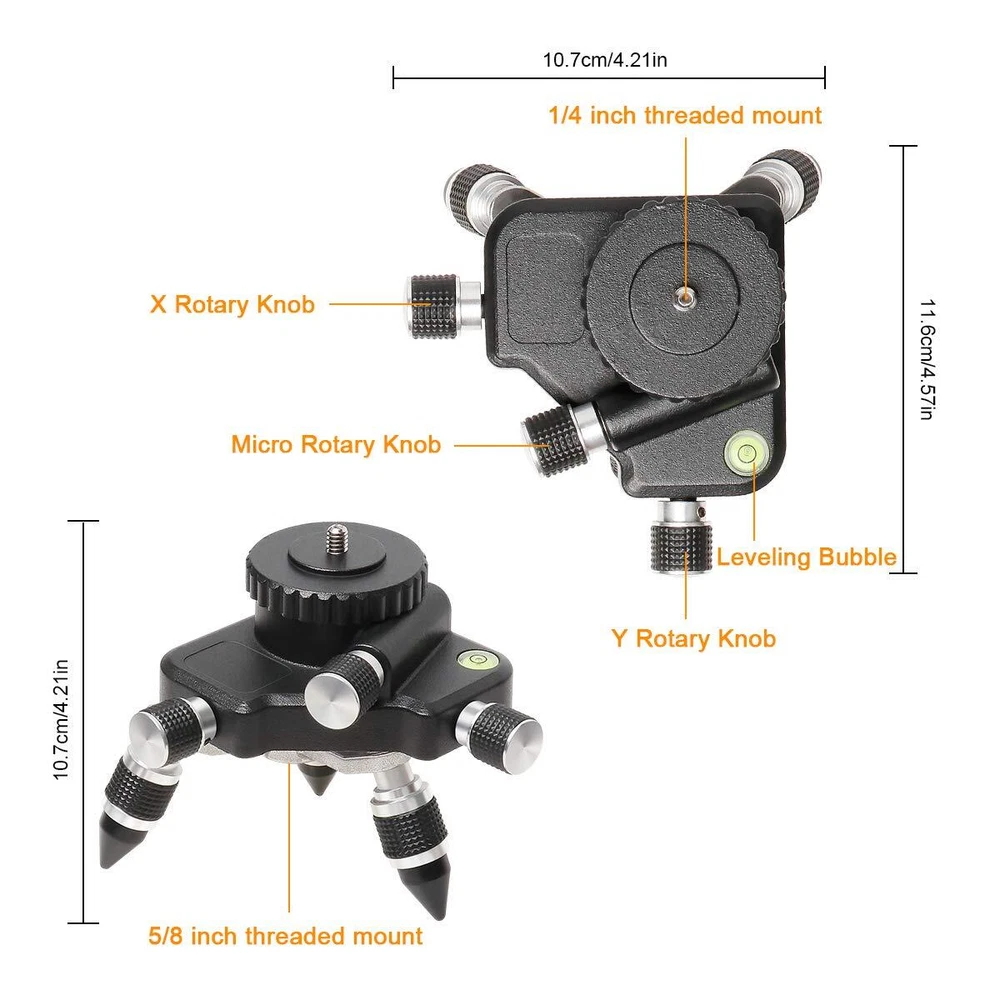 Huepar Laser Level Adapter, Metal 360-Degree Rotating Base for Laser Level AT2