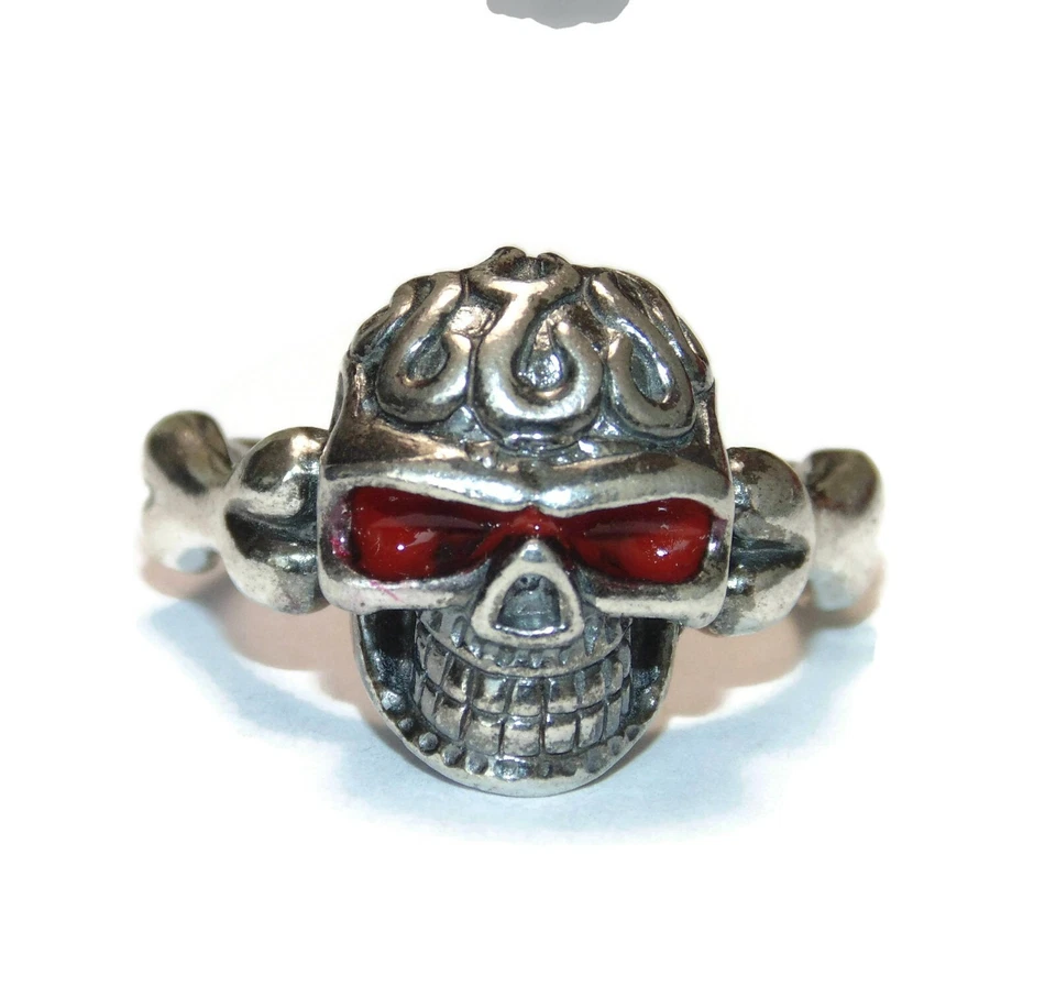 Anillo de plata esterlina 925 para hombre punk rockero motociclista calavera hueso sello talla 10,5 Foto 2 de 4