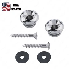 Pack of 2 Chrome Guitar Strap Locks End Pins Button Pegs for Guitar Bass Ukulele