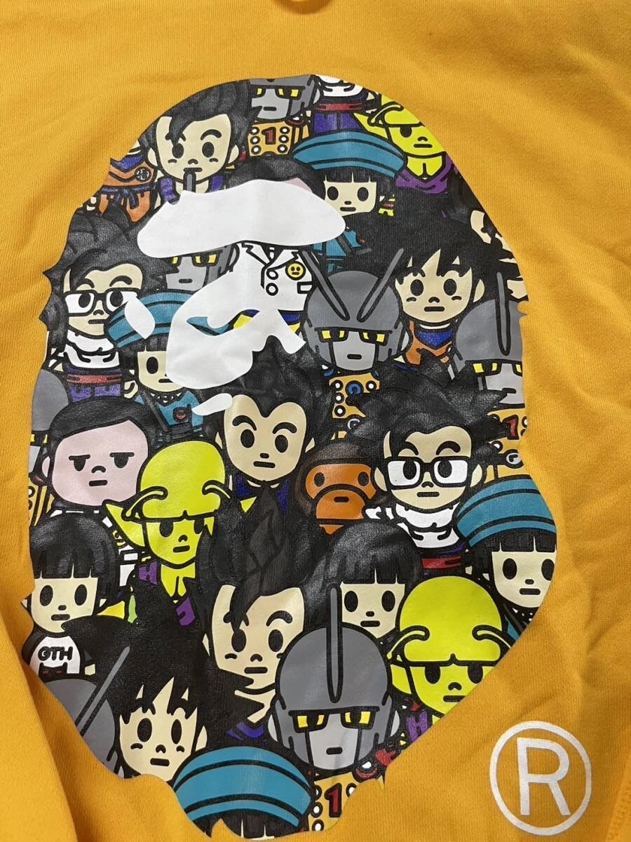 A BATHING APE (BAPE) Felpa con cappuccio BAPE × Dragon Ball Super Ape Head Giappone esclusiva pullover arancione