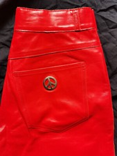 Vintage Moschino Ferrari Red Soft Lambskin Pants Leather Jeans