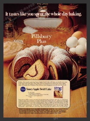 Pillsbury ''Saucy Apple Swirl Cake'' Recipe 1980s Print Advertisement Ad 1980