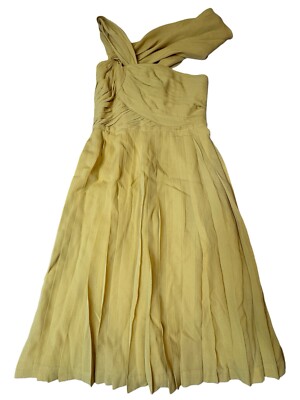 ASO BLAIR WALDORF 3.1 PHILIP LIM Lined Yellow Silk One-Shoulder