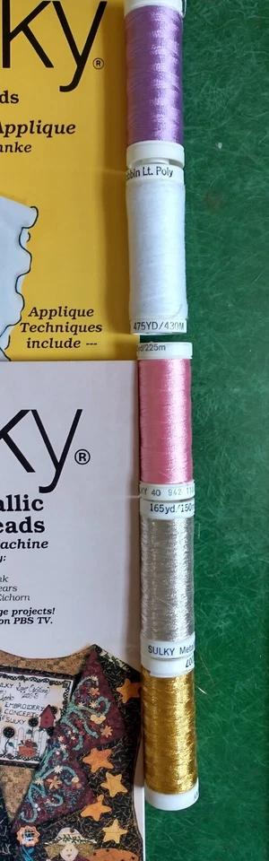 Embroidery, Applique Concepts in Sulky Rayon Metallic 2 Sewing Books + 5 Threads - Image 2 of 4
