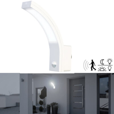 Lunartec LED-Außenwandleuchte mit PIR-Sensor, 1.100 lm, 15 W, IP65, weiß