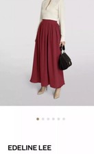 Edeline Lee BNWT Pleated Crepe Maxi Skirt 16 Burgundy.L 40in.Sold out.RRP £850