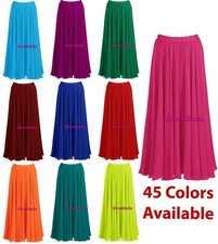 Women Lady Pleated Chiffon Retro Long Skirt Full Circle Skirt S 3XL  45 Colors