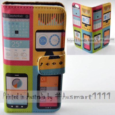 For Huawei Series - Gadget Icon Print Wallet Mobile Phone Case Cover